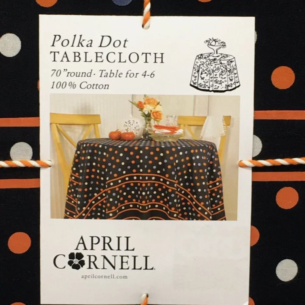 April Cornell Polka Dot Orange Gray Black Tablecloth 70